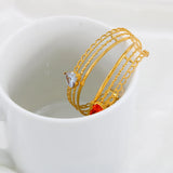 Golden Zircon Bracelet Bangle Women Boho Charm Stainless Steel Gift