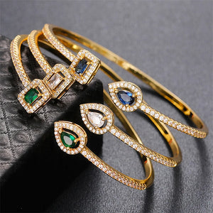 Brass Zircon Geometric Bracelet - Elegant Hand Ornament Gift