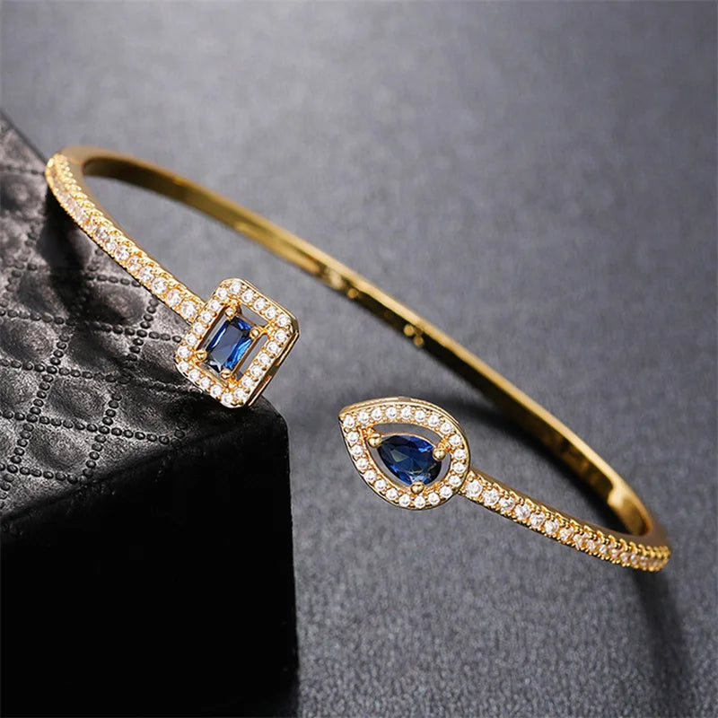 Brass Zircon Geometric Bracelet - Elegant Hand Ornament Gift
