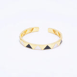 Women's Triangle Plaid Charm Bracelet with Artificial Stone in Gold