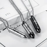 Bullet & Cross Pendant Necklaces for Men Titanium Stainless Steel Chain