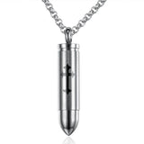 Bullet & Cross Pendant Necklaces for Men Titanium Stainless Steel Chain