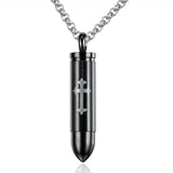 Bullet & Cross Pendant Necklaces for Men Titanium Stainless Steel Chain