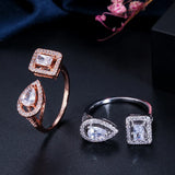 Gorgeous Zircon Stones Rose Silver Adjustable Ring for Women