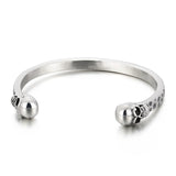 Skull Bangle Men Stainless Steel Open Cuff 316L