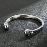 Skull Bangle Men Stainless Steel Open Cuff 316L