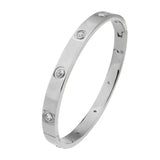 Stainless Steel CZ Bracelets for Women Crystal Plating Cuff Wristband