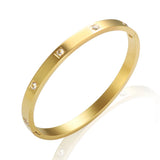 Stainless Steel CZ Bracelets for Women Crystal Plating Cuff Wristband