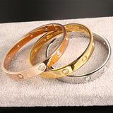 Stainless Steel CZ Bracelets for Women Crystal Plating Cuff Wristband