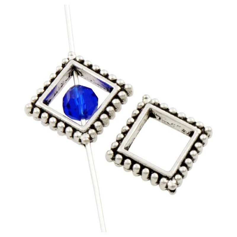 Square Frame Charm Beads Antique Siver Pendants