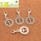 Flower Circle Cross Clasp Charm Beads 15Pcs