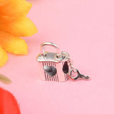 Heart Padlock & Key Dangle Charm for Bracelets - 925 Sterling Silver