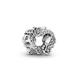 Open Heart Rose Flowers Charms 925 Sterling Silver Beads For Bracelets