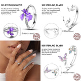 925 Sterling Silver Flower Star Moon Rainbow Ring Gift