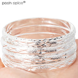 Silver Arab Bangles Bracelets for Women Wedding Jewelry Gift
