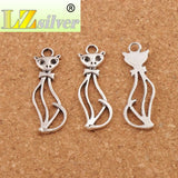 Slim Lady Cat Spacer Charm Beads Tibetan Silver Jewelry Finding L1162