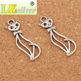 Slim Lady Cat Spacer Charm Beads Tibetan Silver Jewelry Finding L1162