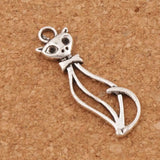 Slim Lady Cat Spacer Charm Beads Tibetan Silver Jewelry Finding L1162