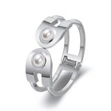 Women's Double Head Pearl Bracelet - Adjustable Geometric Cuff Bangles