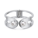 Women's Double Head Pearl Bracelet - Adjustable Geometric Cuff Bangles