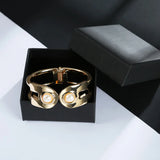 Women's Double Head Pearl Bracelet - Adjustable Geometric Cuff Bangles