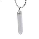 Stainless Steel Cylinder Pill Memorial Ash Urn Pendant Necklace Set