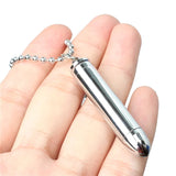 Stainless Steel Cylinder Pill Memorial Ash Urn Pendant Necklace Set