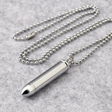 Stainless Steel Cylinder Pill Memorial Ash Urn Pendant Necklace Set