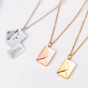 Love Letter Envelope Pendant Necklace Stainless Steel for Valentine Gift