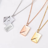 Love Letter Envelope Pendant Necklace Stainless Steel for Valentine Gift