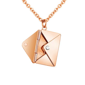 Love Letter Envelope Pendant Necklace Stainless Steel for Valentine Gift