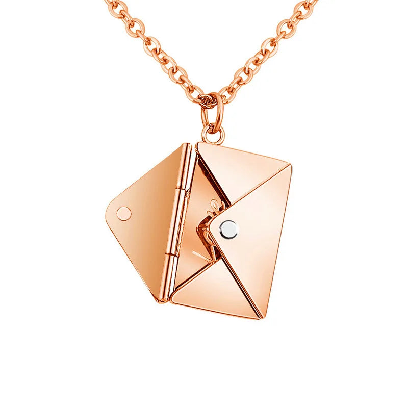 Love Letter Envelope Pendant Necklace Stainless Steel for Valentine Gift