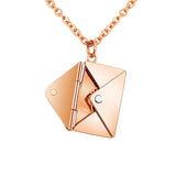 Love Letter Envelope Pendant Necklace Stainless Steel for Valentine Gift