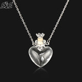 Water Drop Heart Steel Chain Keepsake Essential Oil Pendant Necklace