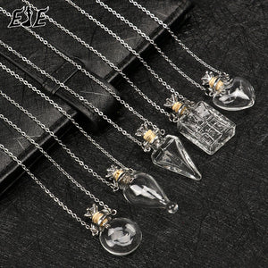 Water Drop Heart Steel Chain Keepsake Essential Oil Pendant Necklace