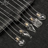 Water Drop Heart Steel Chain Keepsake Essential Oil Pendant Necklace