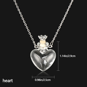 Water Drop Heart Steel Chain Keepsake Essential Oil Pendant Necklace