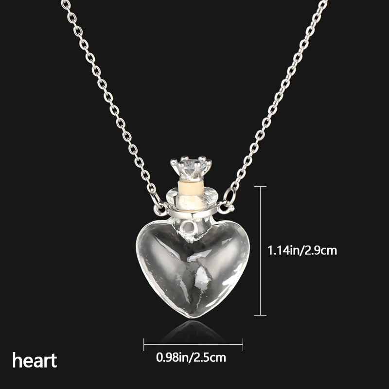 Water Drop Heart Steel Chain Keepsake Essential Oil Pendant Necklace