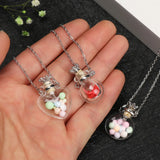 Water Drop Heart Steel Chain Keepsake Essential Oil Pendant Necklace