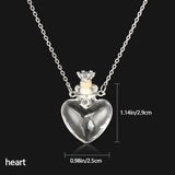 Water Drop Heart Steel Chain Keepsake Essential Oil Pendant Necklace
