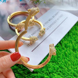 Leopard Animal Head Hollow Out Bracelet with Pave Zircon Chain