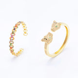 Leopard Animal Head Hollow Out Bracelet with Pave Zircon Chain