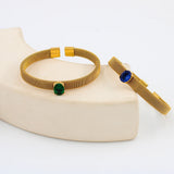 Plated Mesh Shape Cuff Bracelet Olive Green Jewelry Women