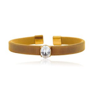 Plated Mesh Shape Cuff Bracelet Olive Green Jewelry Women