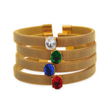 Plated Mesh Shape Cuff Bracelet Olive Green Jewelry Women