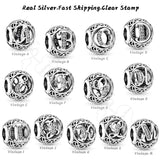 925 Silver Alphabet Round Beads for Bracelet Jewelry Making