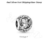 925 Silver Alphabet Round Beads for Bracelet Jewelry Making