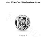 925 Silver Alphabet Round Beads for Bracelet Jewelry Making