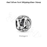 925 Silver Alphabet Round Beads for Bracelet Jewelry Making