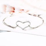 Heart Double Box Chains Bracelet 925 Silver Jewelry